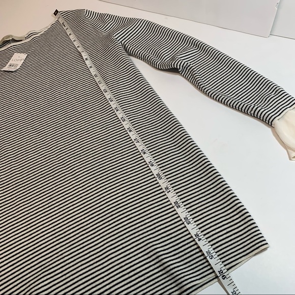 Loft Sweater Top Black Ivory Stripes Ruffle Sleeves - Picture 7 of 10